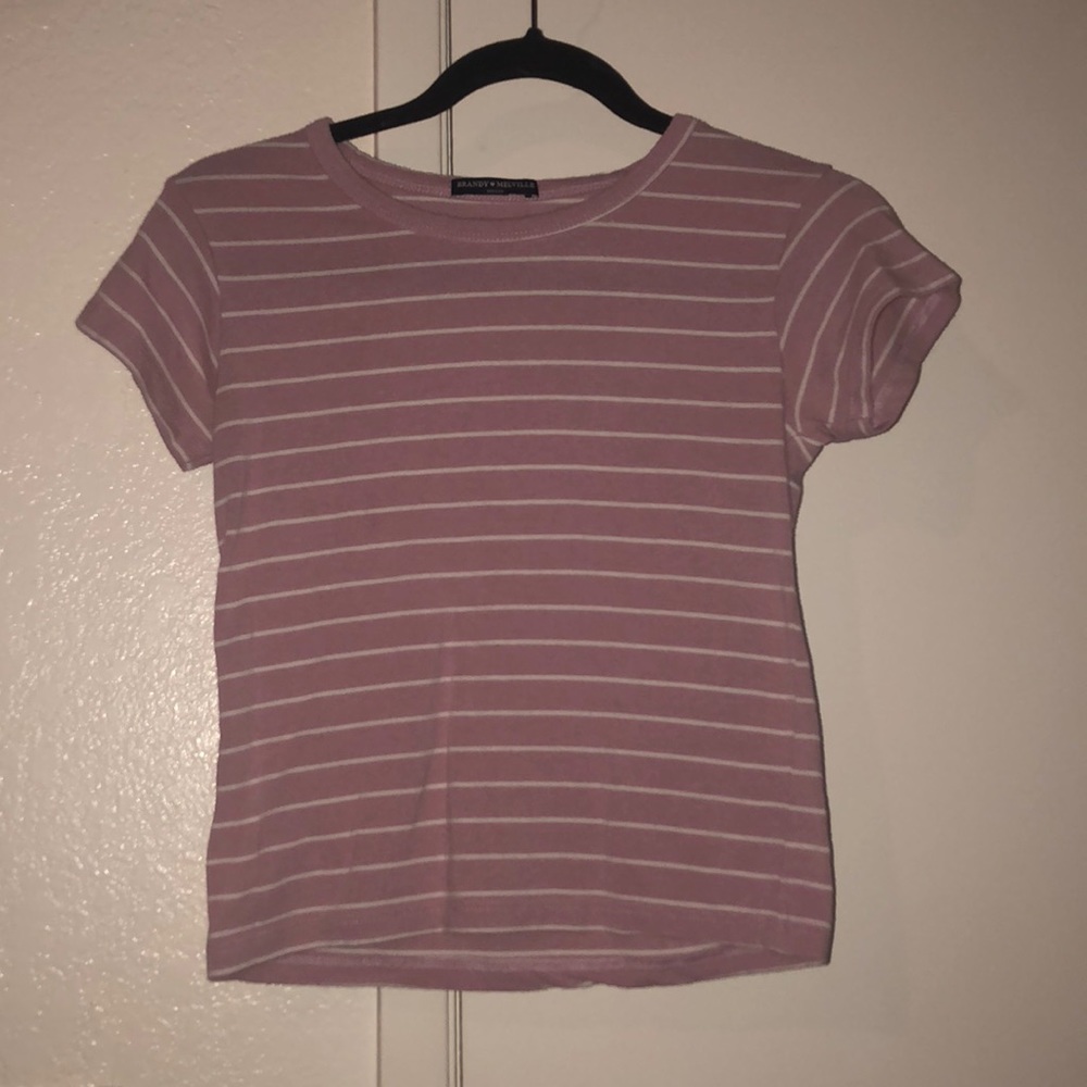 Pink and white striped Brandy top